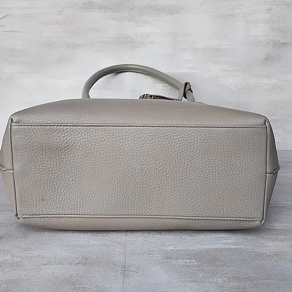 Tory Burch Thea Convertible Tote Bag in French Gray Pebbled Leather